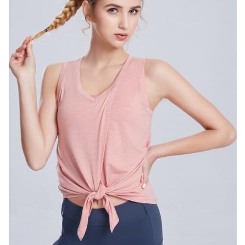 Fitness-Training Summer Women Workout Gym Tight Sports Vest Breathable Loose Strap Bow Tie Sleeveless Yoga Bra Tank Tops B327