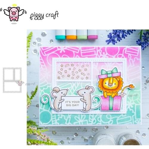 Piggy Craft metal cutting dies cut die mold Rectangular photo frame Scrapbook paper craft knife mould blade punch stencils dies