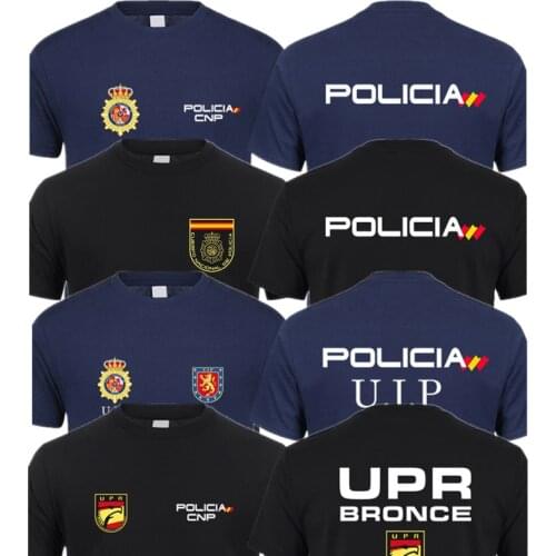 Spain National Police T Shirt Man Cool Espana Policia CNP UIP UPR anti riot Force T-shirt Short Sleeve Men Tops XS-5XL QR-039