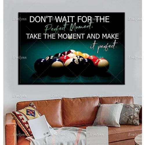 Billiard Take The Moment Horizontal Poster, Billiards Wall Art Prints, Billiards Player Gift, Game Billiards Room Decor Canvas