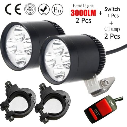 Huiermeimi 2pcs motorcycle headlight sportster lights moto spotlights car fog work lights DRL 30W 4*U2 12v led Decorative lamp
