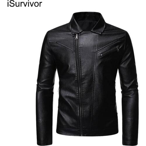 ISurvivor 2021 Leather Jacket Mens Autumn And Winter Clothing Street Windbreaker Coat Mens Leather Jacket Trendy Fashion