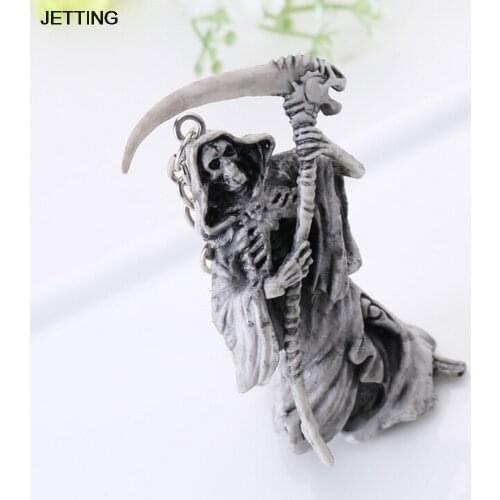 JETTING 1Pc Skull Keychain Rubber Devil Death Monster Car Key Chain Accessories Car Styling Accessories Decoration