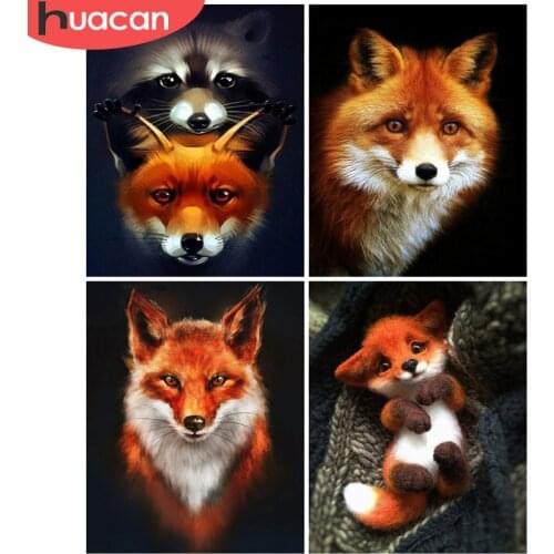 HUACAN Painting By Numbers Fox Wall Art Acrylic Hand Painted On Canvas Picture By Numbers Animal Childrens Room Decor
