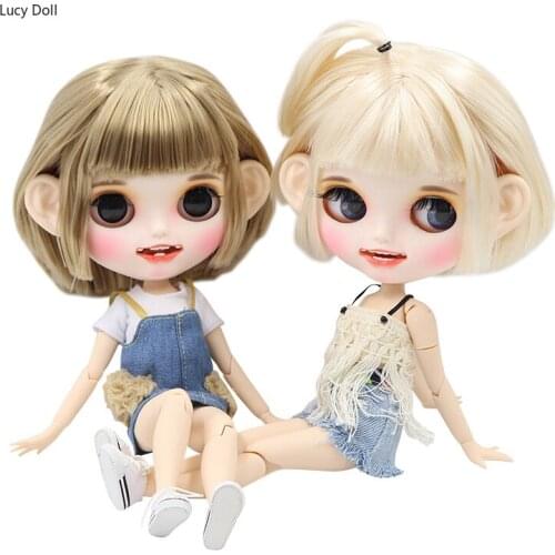 ICY Factory Blythee Doll Custom Doll 1/6 Bjd White Skin Joint Body, New Matte Face Open Mouth Closed Eyes