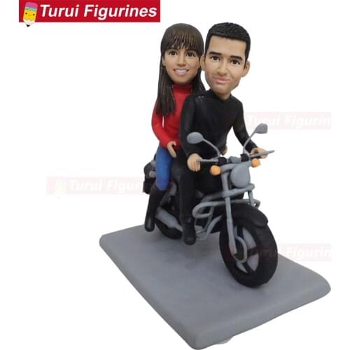 Ooak hand sculpted sculpey min statue baby doll handmade art doll for motorcyclist ride motorbike mini statue by Turui Figurines