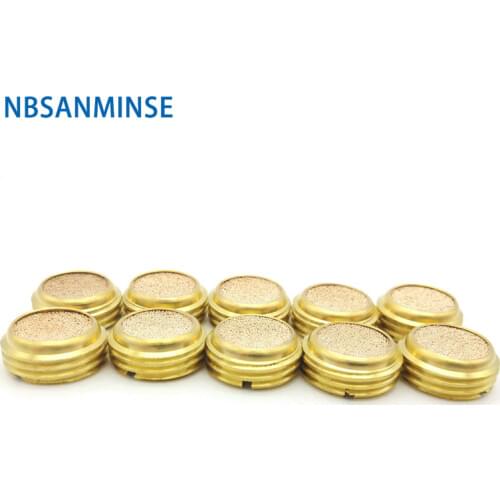 10Pcs/lot SP Type Brass Silencer Exhaust Air Muffler Sintered Copper Muffler Filter Pneumatic 1/8 1/4 3/8 1/2 Thread Sanmin