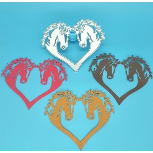 Two horses heart-shaped metal cutting template DIY scrapbook, card making, embossing crafts, photo album decoration