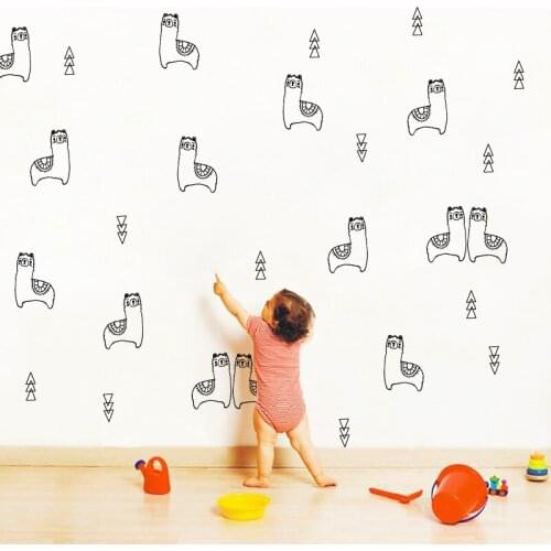 Cute Animal Alpaca Nursery Wall Decals Decor DIY Cartoon Vinyl Art Sticker For Home Baby Room Wall Decoration B507