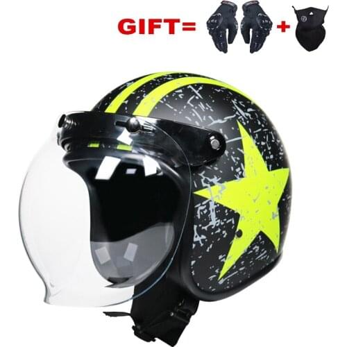 Motorcycle Helmet Open Face Vintage Retro Motorbike Chopper Cafe Racer Touring Scooters Cascos Moto Casque Lightweight Capacete