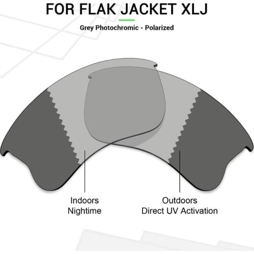 MRY POLARIZED Replacement Lenses for Oakley Flak Jacket XLJ Sunglasses Grey Photochromic