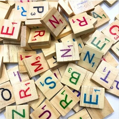 500PCS English Letter Set Word Scrapbooking Scrabble Number Alphabet Tile Wooden Letter Block Home DIY Crafting
