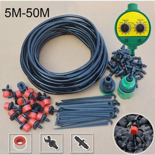 50M Micro sprinklers Drip Irrigation Spray gardening plant veg Water auto self Automatic timer Garden watering Kit Set system T1