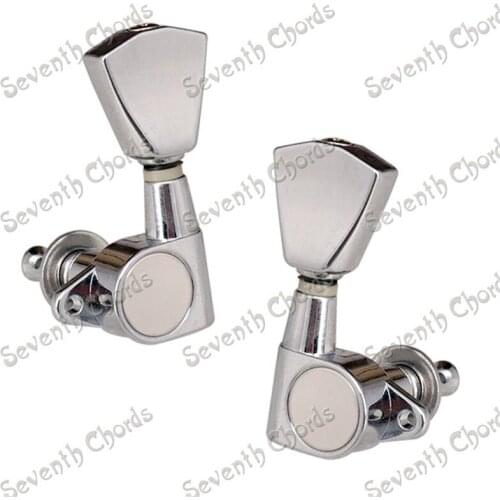 A Set Chrome Sealed Gear String Tuning Pegs Machine Heads Tuners for Guitar With Trapezoid Buttons guitar accessories parts
