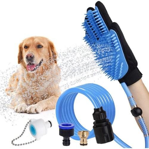 New Portable Pet Dog Bathing Glove Dog Shower Massage Grooming Brush Sprayer with Water Hose for Cat Dog Grooming and Bathing