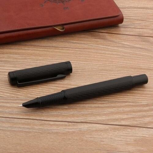Brand Metal Fountain Pen Titanium Black Wave Finance Nib Ink Pens School Student Office Stationery New