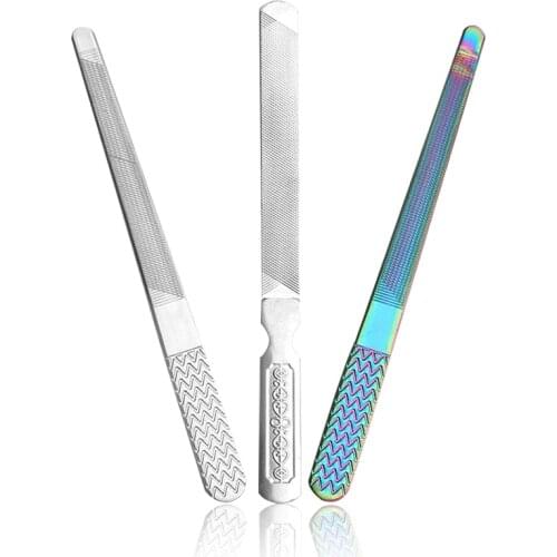Nail Files Durable Stainless Steel Professional Double Sided Nail Sanding Grinding Buffer Manicure Pedicure Scrub Nail Art Tools