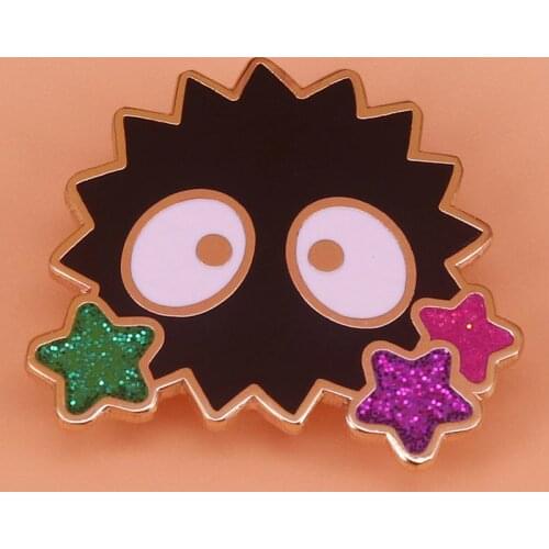 Soot sprite enamel pin rainbow stars brooch Spirited Away badge anime jewelry cute ghost pins Halloween accessory gift