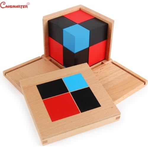 Wooden Blocks Sensory Toys Montessori educational Math Toys Geometric Binomial Trinomial Cube Children Wooden 3D Cube Jigsaw