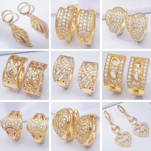 Earings 20 Styles Round Circle Hoop Earrings for Women Gold Filled Micro Pave Rhinestone Zircon Fashion Jewelry Dropshipping