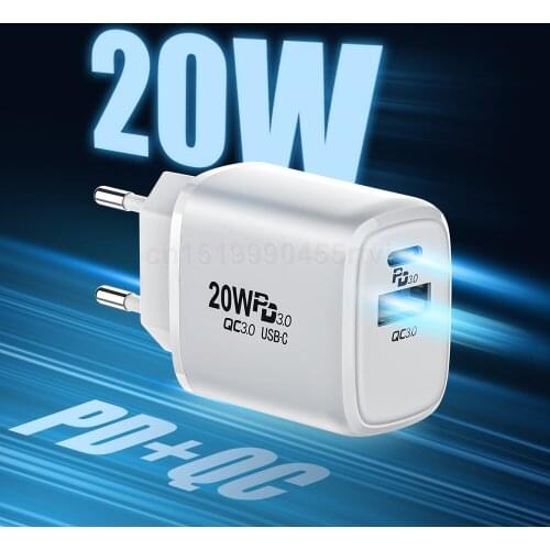 USB Charger PD 20W Fast Charging Charger EU / US Charger Plug QC3.0 USB Traval Charger Wall Charger For iPhone Pro Phone Charger
