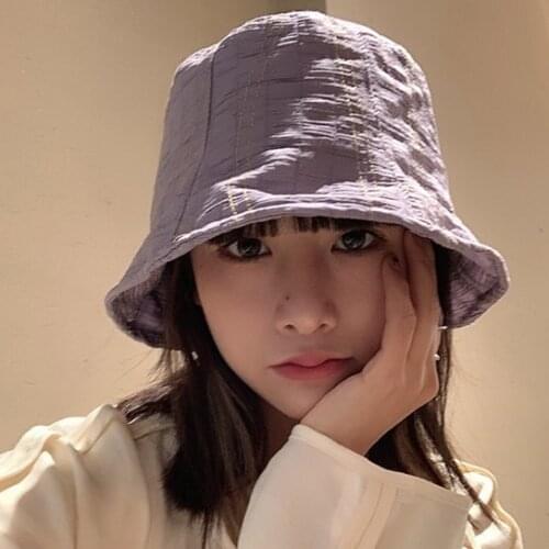 Fisherman Hat For Women Female Thin Section Abstinence Fashion All-Match Summer Breathable Design Soft Solid Color Pleated Style