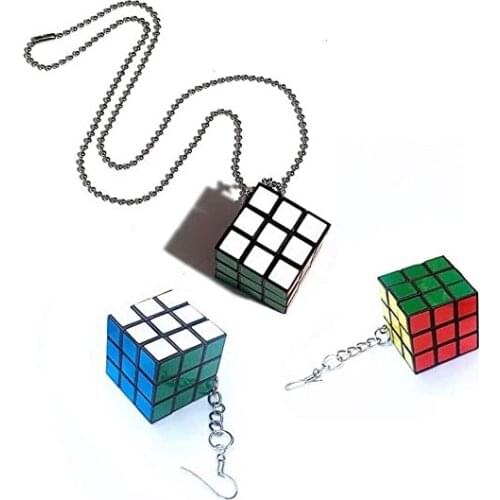 Cute Real Magic Cube Dangle Earrings Puzzle Cube Can Play Creative Cartoon Funny Earrrings for Women Girls