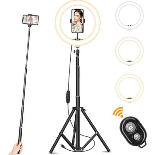 10inch 160CM LED Selfie Ring light with adjustable stand tripod phone holder ringlight for Makeup YouTube /Photography Tiktok
