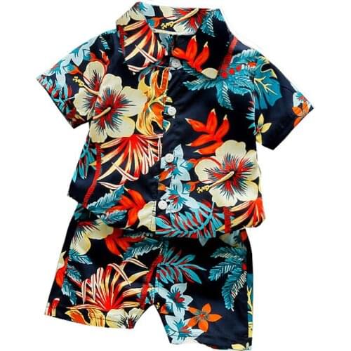 Thin Cool Fabric Boys Sets Summer Quality Casual Beach Cacation Stylish Toddler Kids Shirt + Shorts Childrens Clothes