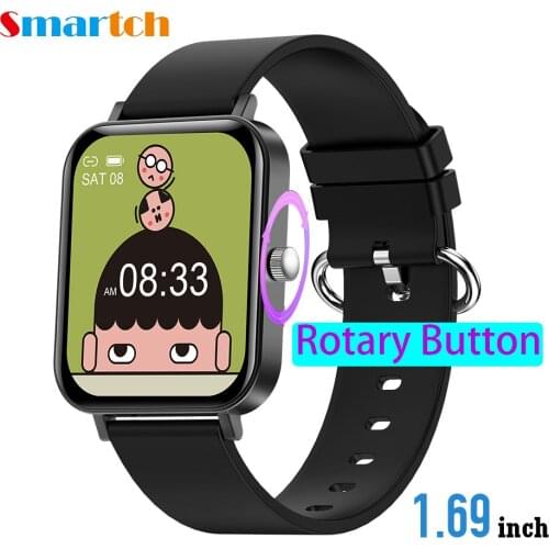 Lovely Rotary Button Smartwatch 1.69 Inches Smart Watch Heart Rate CF82 Sport Bracelet Wristbands For Android Huawei Xiaomi IOS