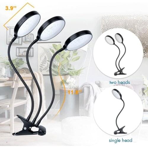 USB LED Grow Light for Indoor Plants with Timing, 1/ 2/ 3-Head Gooseneck Clip Plant Light, 5 Dimmable Levels & 3 Switch Modes