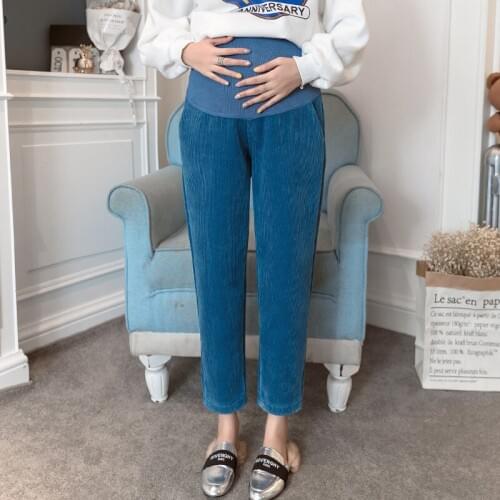 Corduroy Pants Maternity Trousers For Pregnant Women Winter Warm Velvet Clothes Loose Thicken Abdominal Pants Pregnancy Clothing