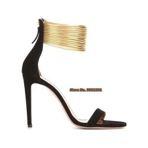 Ankle Wrap Suede Women Super High Heel Peep Toe Shinning Elegant Cover Heel Banquet Party Plus Size Shoes