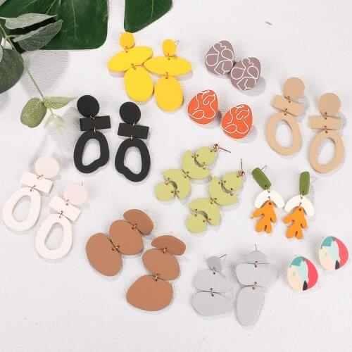 AENSOA Unusual Geometric Acrylic Dangle Drop Earring for Women 2021 Trendy Candy Color Irregular Long Earring Pendant Jewelry