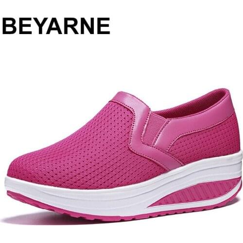 BEYARNE Womens Shoes Casual Platform Sneaker Women Vulcanize Shoes Ladies Air Mesh Shoes Woman Solid Footwear Plus 35-43
