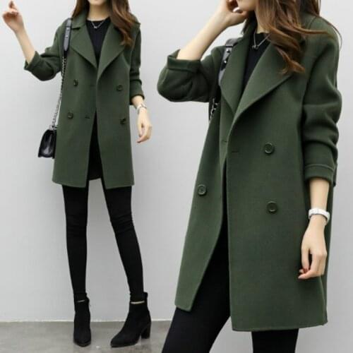 2020 Autumn Winter Wool Blends Coat Women Long Slim Thicken Warm Woolen Coats Plus Size 2XL