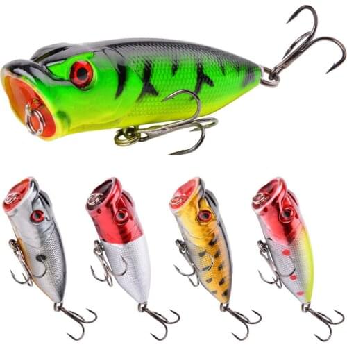 5pcs/lot Topwater Fishing Lures 7.2cm/12g Popper Bait 5 Color Hard Bait Artificial Wobblers Plastic Fishing Tackle Goods