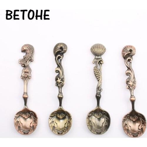 BETOHE Ice Cream Spoon Wear Long Sea Clams Restore Ancient Small Spoon Coffee Spoon Mixing Spoon