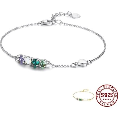 ZEMIOR 925 Sterling Silver Adjustable Link Bracelets For Women Dazzle Colour Square Austria Crystal Bracelet Party Jewelry