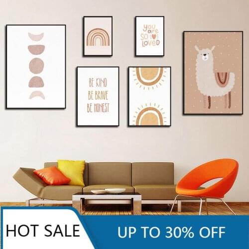 Boho Decor Cartoon Wall Art Poster Kids Scandinavian Canvas Painting Prints Be Brave Be Honest Baby Nursery Child Home Decoratio