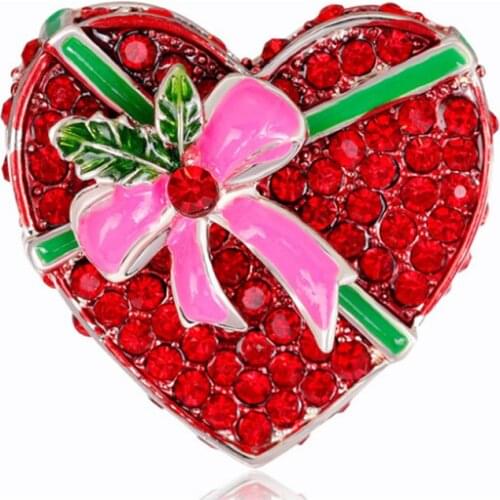 Valentines Day red rhinestone tie love heart shape Brooch Pin enamel lapel pin brooches jewelry