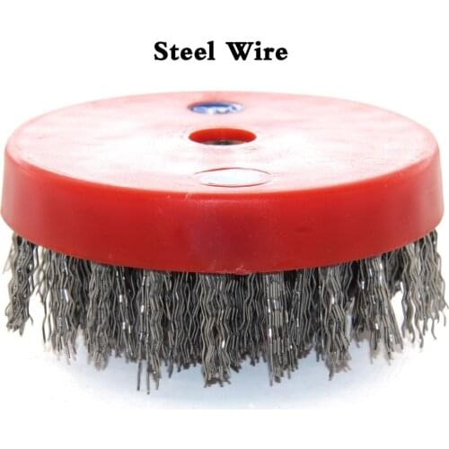 Dia 110mm Steel Sling Wire & Snail Lock Abasive Round Brush Wtih Screw Thread for Cleaning Granite Marble Concrete Stone Surface
