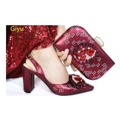 Doershow African Shoes And Bag Matching Set With silver Hot Selling Women Italian Shoes And Bag Set For Party Wedding !!SAC1-20