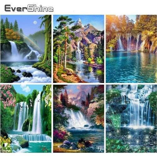 Evershine 5D DIY Diamond Embroidery Waterfall Scenery Diamond Painting Kit Full Square Rhinestones Mosaic Home Decoration