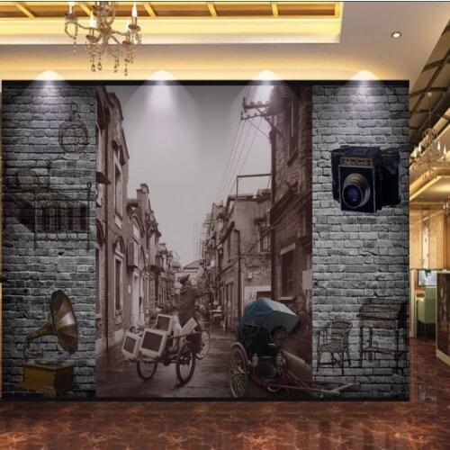 Dropship Photo Wallpaper Nostalgic Classic 3D Stereo Brick Wall Chinese Style Old Alley Background Wallpaper Restaurant Mural
