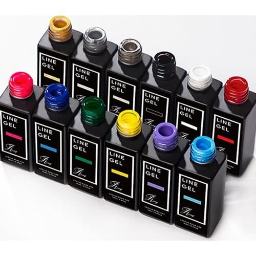 15ml/Bottle Nail Art Gel Painting Line Pen 12 Color UV Gel Thin Striper Fluorescence Soak off Paint Drawing Manicure Tool VK#23