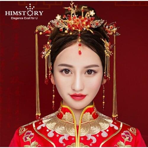 Himstory Handmade Chinese Classic Headpiece Hair Combs Chinese Vintage National Hair Accessories Wedding Bride Hair Accessories