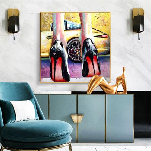 Wall Art Canvas Painting Graffiti Art Posters and Prints Abstract Fashion High Heels Pictures for Living Room Cuadro Home Decor