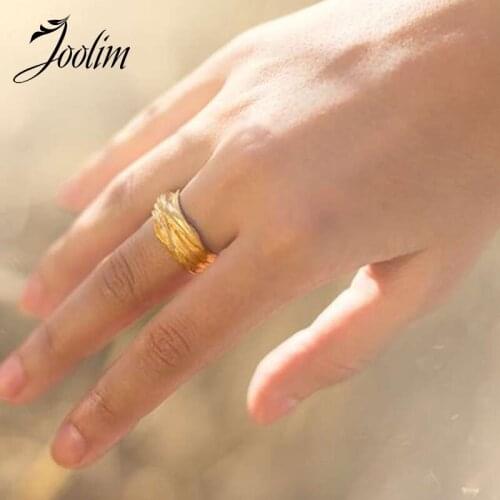 Joolim High End Gold Finish Pattern Finger Rings for Women Design Jewelry Wholesale