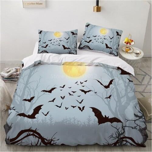 Halloween 3D Bedding Set Children Duvet Cover Pillowcase Single Double Full Queen King Size Bedspread Boys Girls Bedroom Decor